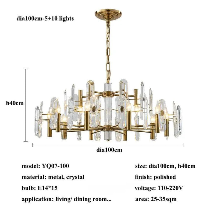 Crystal LED Pendant Light. - dia100-15 lights / warm light(3000K)