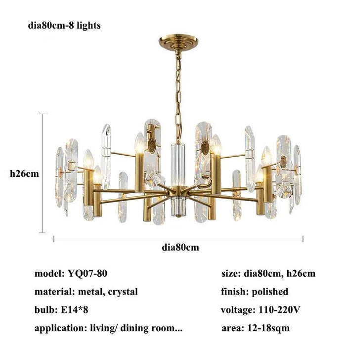 Crystal LED Pendant Light. - dia80cm-8 lights / warm light(3000K)