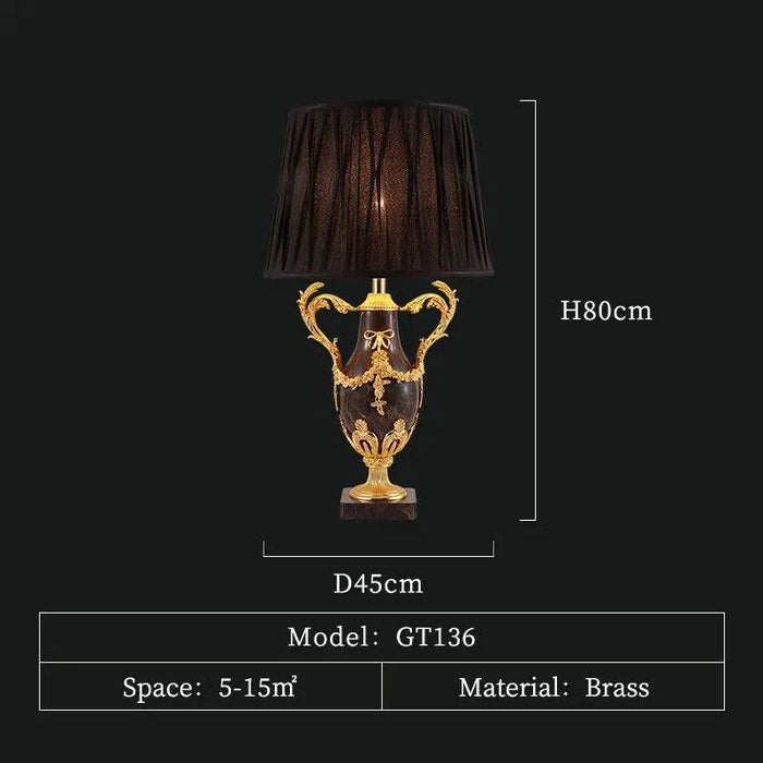 Luxurious Marble-Copper Trophy Table Lamp. - D45 H80cm