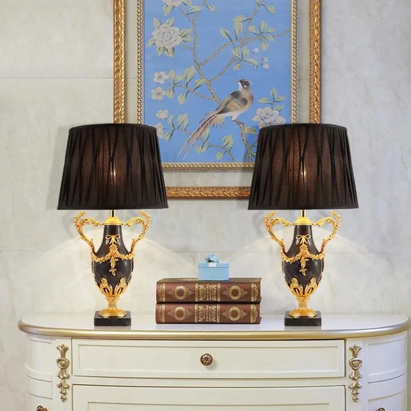 Luxurious Marble-Copper Trophy Table Lamp.