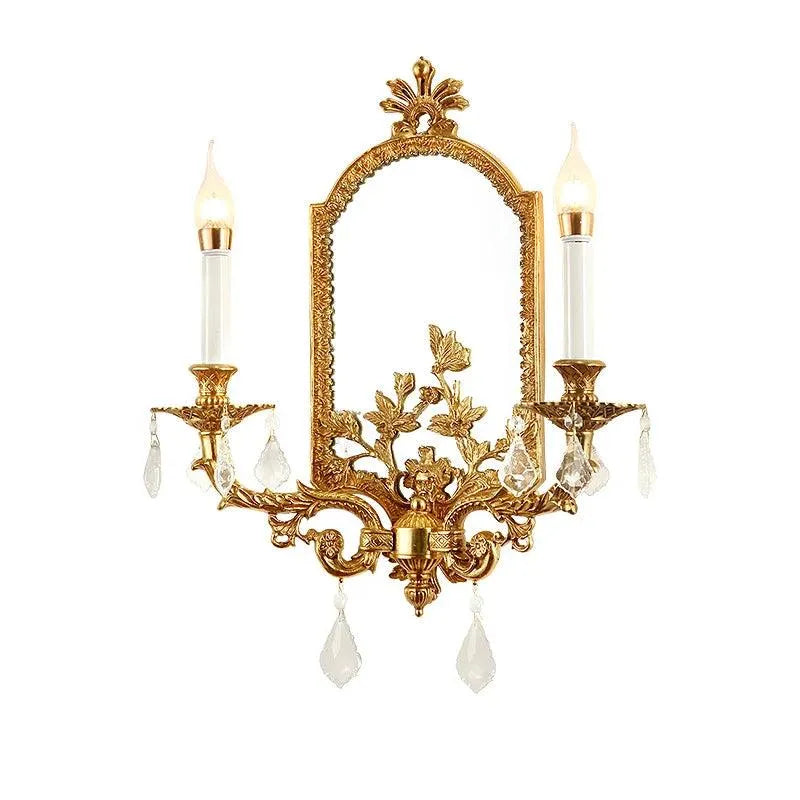 Luxurious Rococo Brass Wall Bracket, Double Candle Light Mirrors, European Bathroom Elegance. - BH Home Store