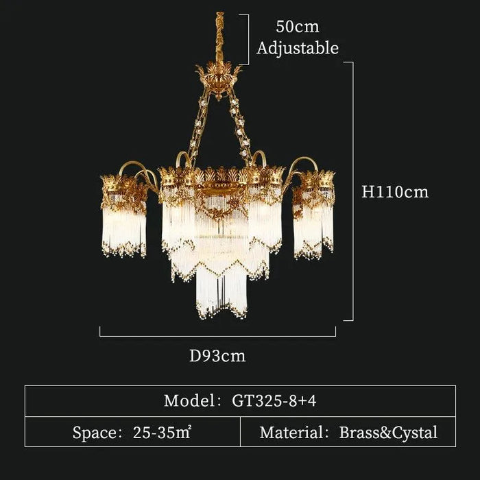 Luxury Brass Crystal Chandelier. - 12lights D93 H110cm