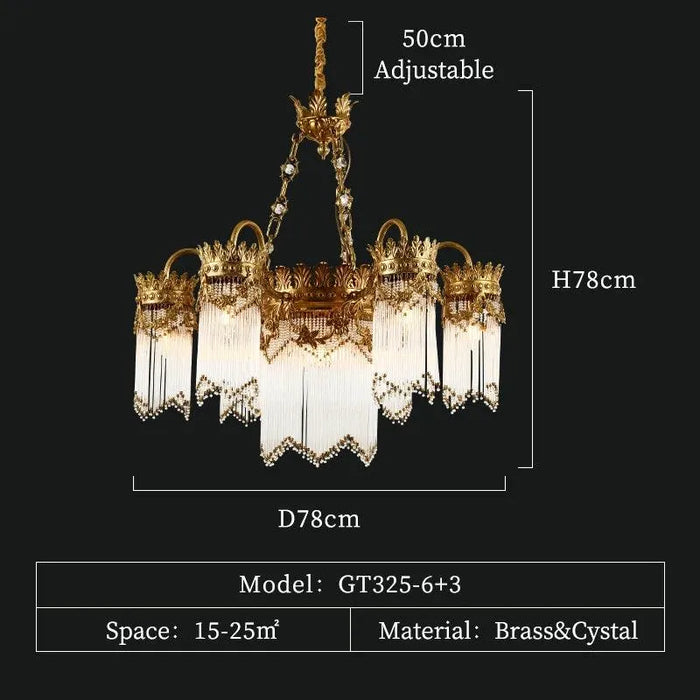 Luxury Brass Crystal Chandelier. - 9lights D78 H78cm