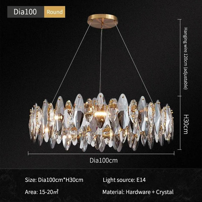 Luxury Hanging Crystal Chandelier. - Dia100cm-round / Warm white