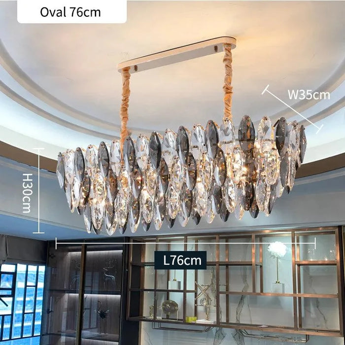 Luxury Hanging Crystal Chandelier. - L76cm-oval / Warm white