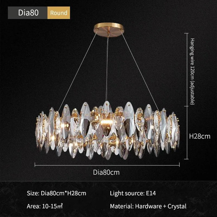 Luxury Hanging Crystal Chandelier. - Dia80cm-round / Warm white