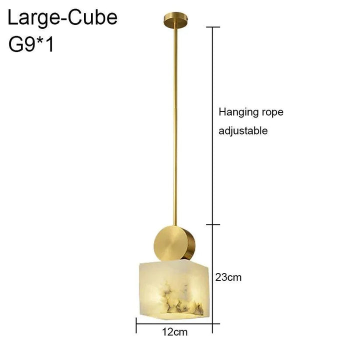 Luxury Marble LED Pendant. - Cube L / Cold white light