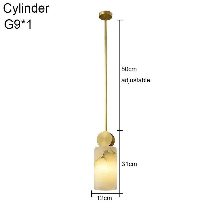 Luxury Marble LED Pendant. - Cylinder / Cold white light
