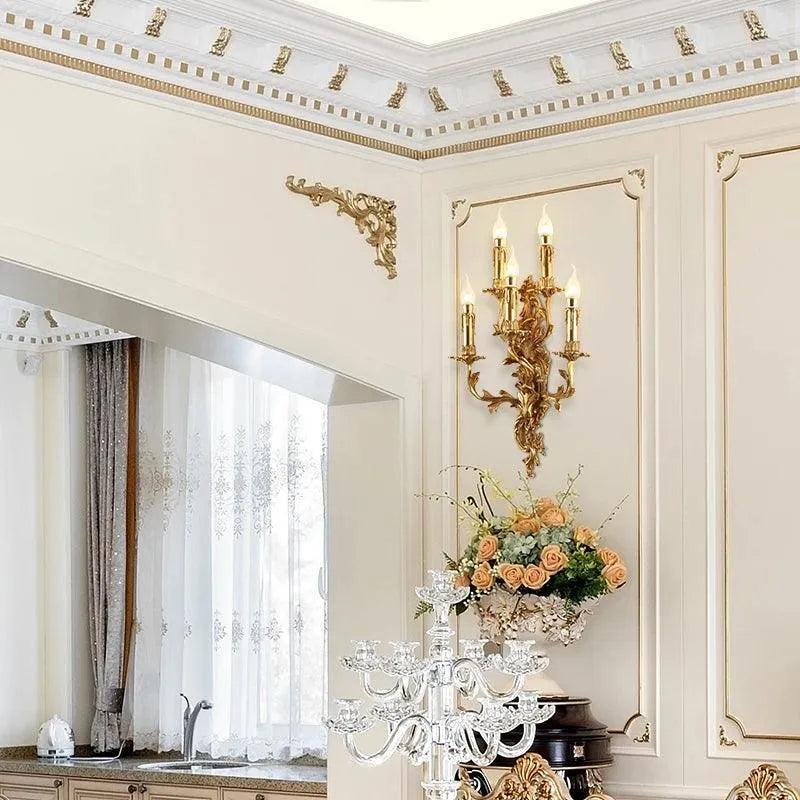 Majestic Art Deco Wall Light, Baroque Brass Gold Sconce, Luxurious Bedside Illumination. - BH Home Store