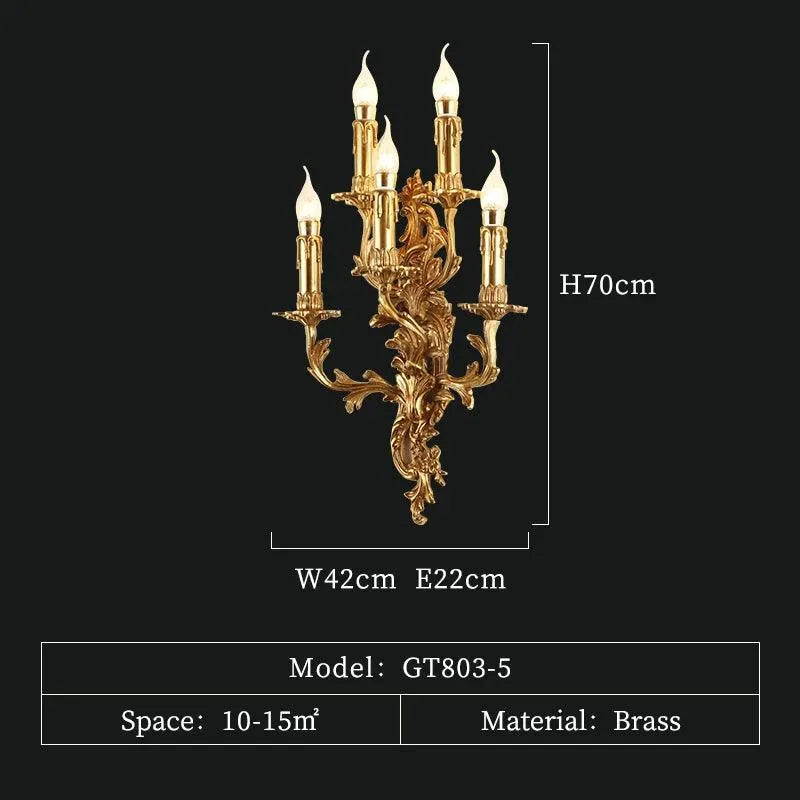 Majestic Art Deco Wall Light, Baroque Brass Gold Sconce, Luxurious Bedside Illumination. - BH Home Store