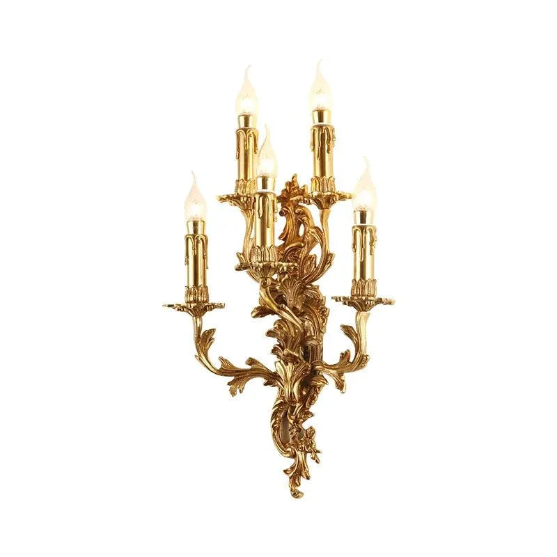 Majestic Art Deco Wall Light, Baroque Brass Gold Sconce, Luxurious Bedside Illumination. - BH Home Store