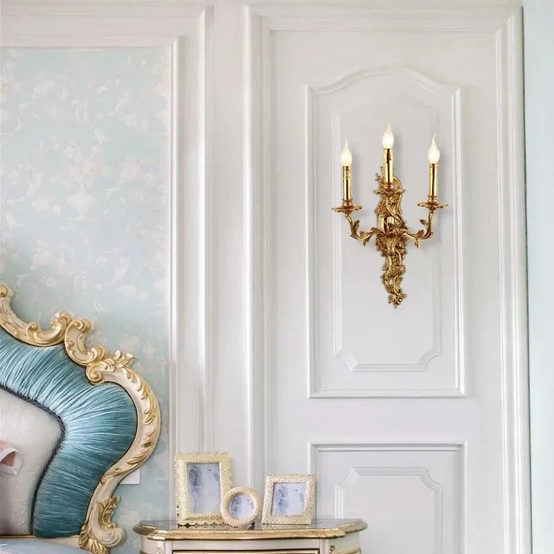 Majestic Art Deco Wall Light, Baroque Brass Gold Sconce, Luxurious Bedside Illumination. - BH Home Store