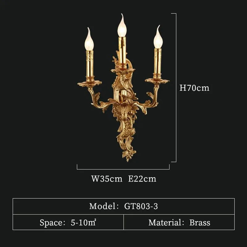 Majestic Art Deco Wall Light, Baroque Brass Gold Sconce, Luxurious Bedside Illumination. - BH Home Store