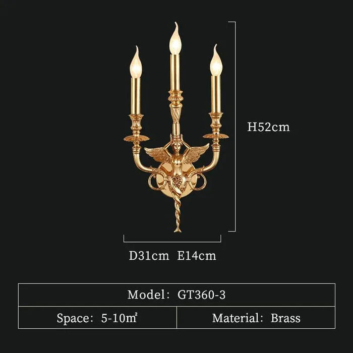 Majestic Bedside Wall Lamp Featuring French Vintage Angel Design for Villa and Apartment. - W31 H52 E14cm