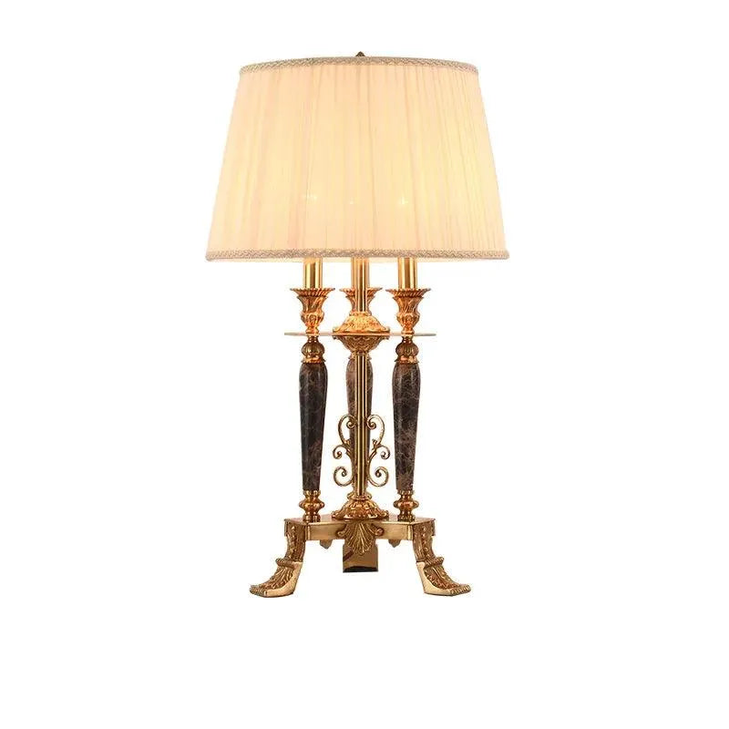Majestic European Brass Decorative Lamp: Fabric Lampshade Enhancing Living and Study Spaces. - BH Home Store