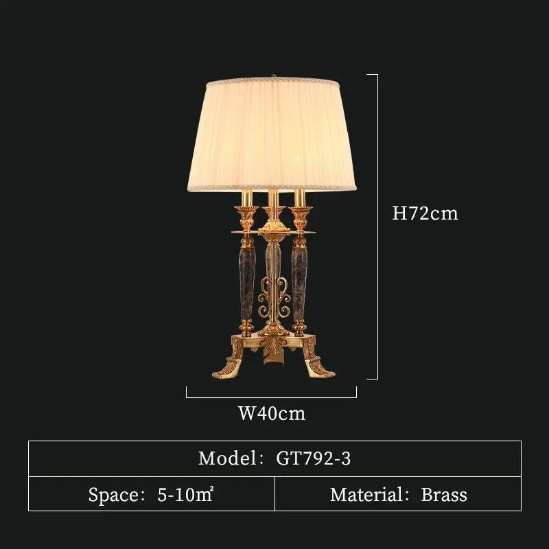 Majestic European Brass Decorative Lamp: Fabric Lampshade Enhancing Living and Study Spaces. - BH Home Store