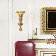 Majestic European Retro Copper Wall Lamp for Grand Villa Hall and Luxurious Bedrooms.