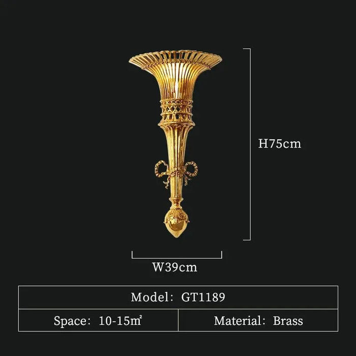 Majestic European Retro Copper Wall Lamp for Grand Villa Hall and Luxurious Bedrooms. - 2 lights W39 H75cm