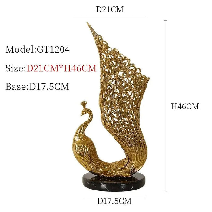 Majestic French Retro Peacock Vase - Elevate Your Villa's Grandeur with Elegance. - D21 H46cm