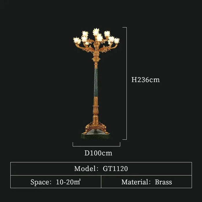 Golden Copper Mass Flowers Floor Lamp. - D100 H236cm