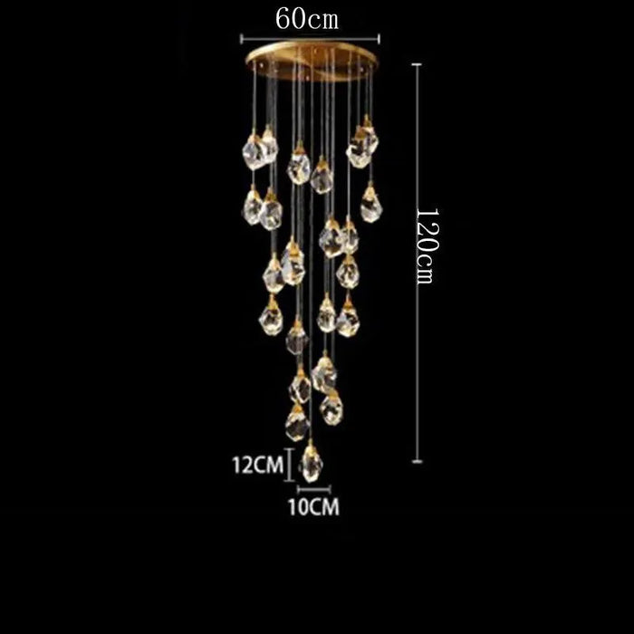 Golden Diamond Crystal Pendant. - 23 head / APP with RC Dimmable