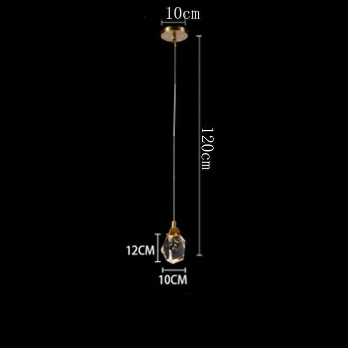Golden Diamond Crystal Pendant. - 1 head / APP with RC Dimmable