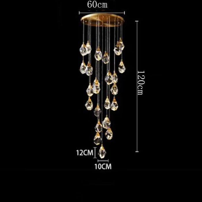Golden Diamond Crystal Pendant. - 24 head / Cold White
