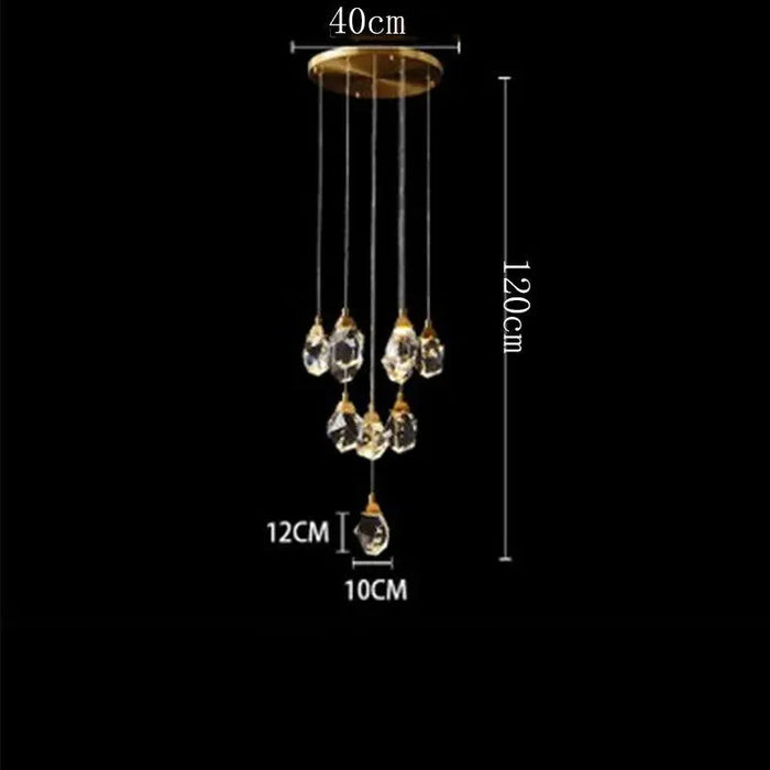 Golden Diamond Crystal Pendant. - 10 head / RC remote dimming