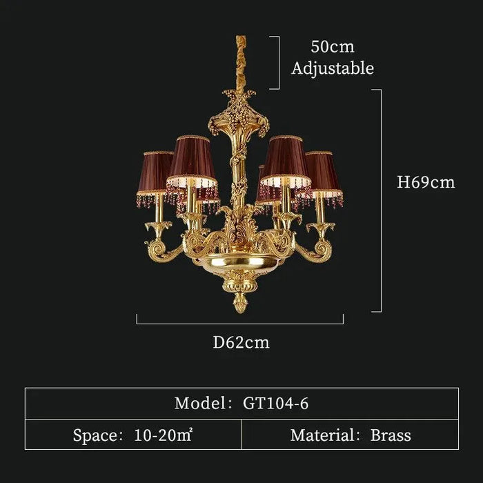 Royal Traditional Pendant Light. - 6lights D62 H69cm