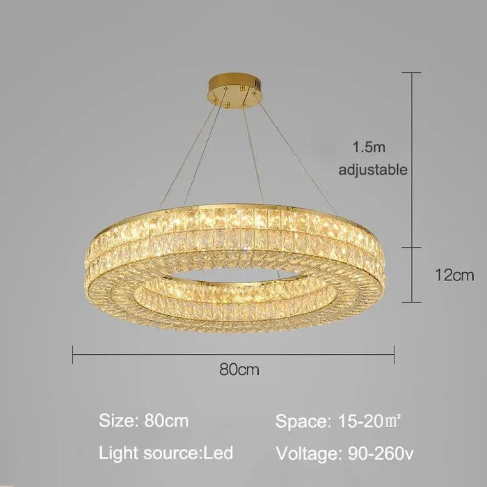 Modern luxury Crystal Chandelier. - 80cm Chandelier / White light