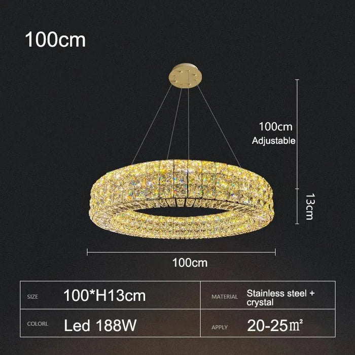 Modern luxury Crystal Chandelier. - 100cm Chandelier B / White light