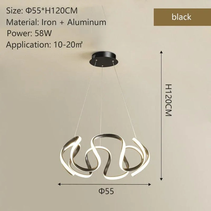 Modern Round LED Chandelier. - black / Cold White