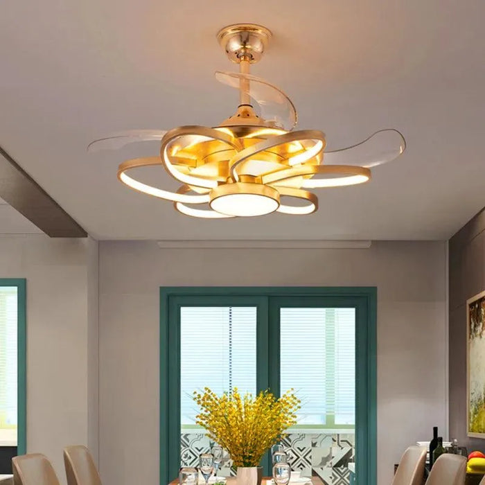 Nordic LED Ceiling Fan. - gold 6 head 68cm / 110V