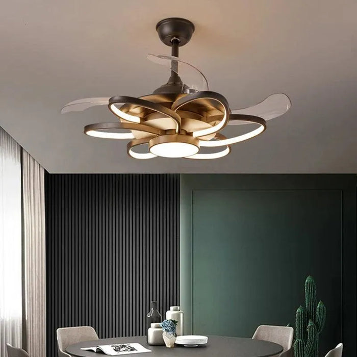 Nordic LED Ceiling Fan. - Black 6 head 68cm / 110V