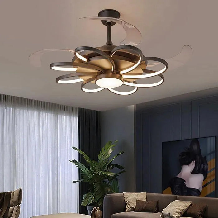 Nordic LED Ceiling Fan. - Black 8 head 80cm / 110V