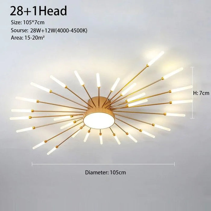 Nordic Fireworks Design Chandelier. - Gold 28A