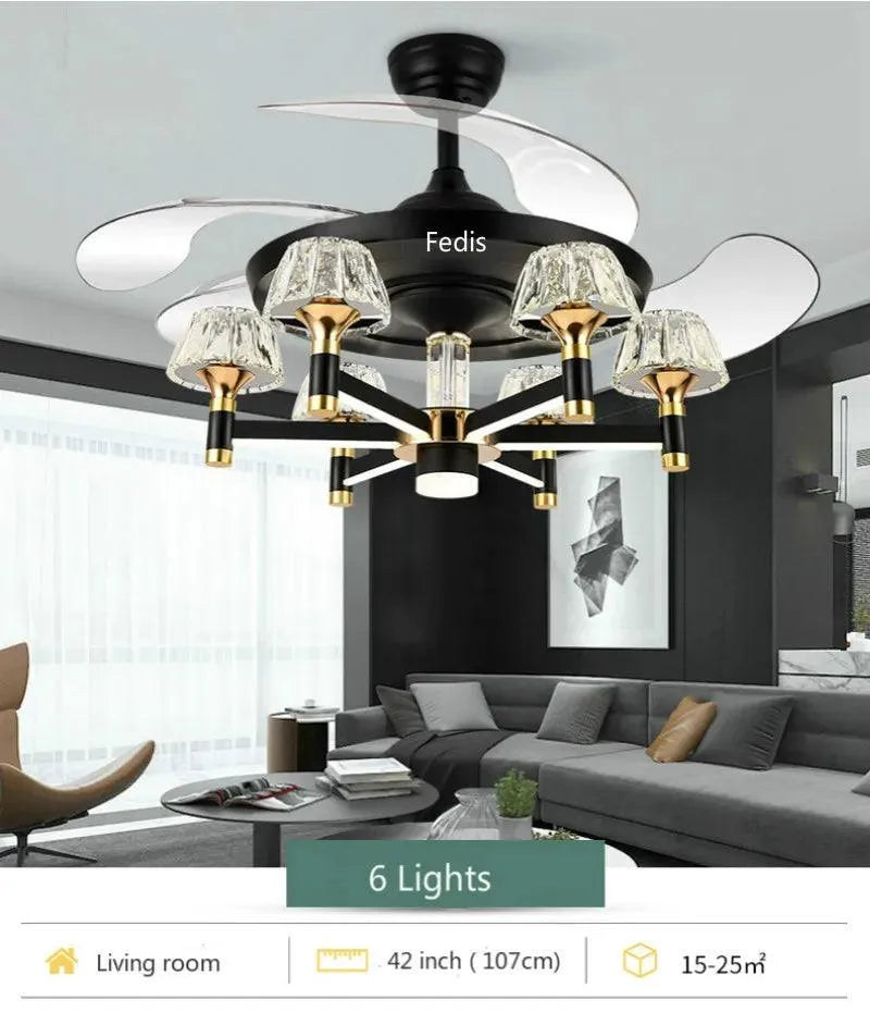 Nordic Luxury Crystal Ceiling Fan. - BH Home Store