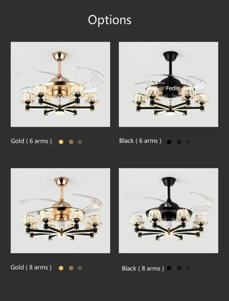 Nordic Luxury Crystal Ceiling Fan. - BH Home Store