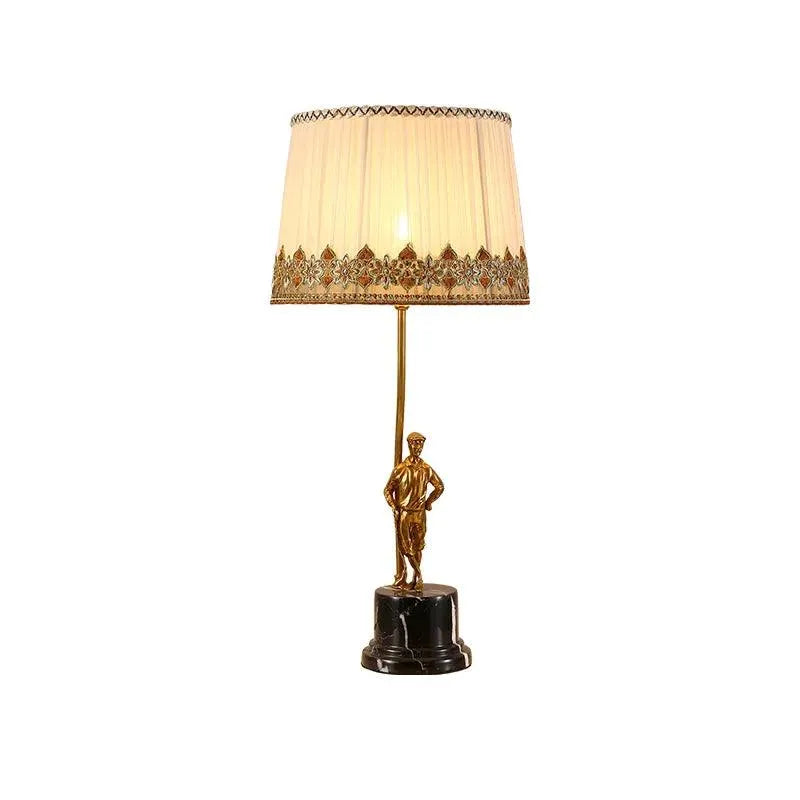 Opulent All-Copper Lamp, French Vintage Luxury, Fabric Shade for Elegant Villa Bedroom Illumination. - BH Home Store