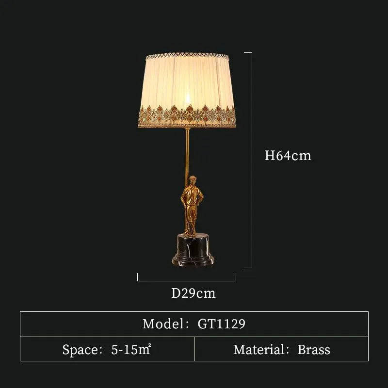 Opulent All-Copper Lamp, French Vintage Luxury, Fabric Shade for Elegant Villa Bedroom Illumination. - BH Home Store