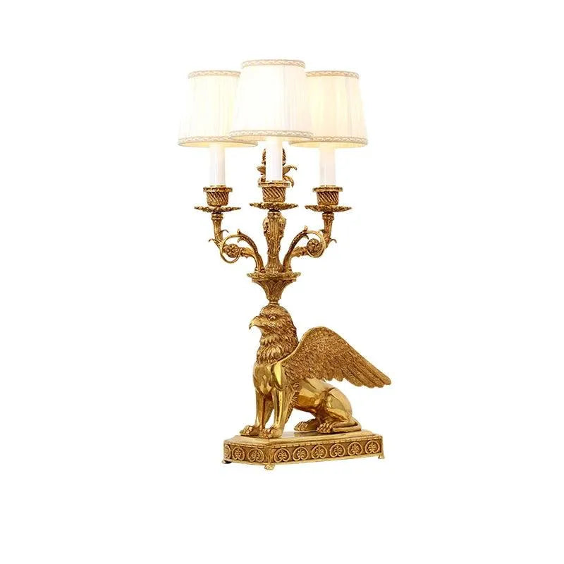 Opulent Antique Brass Griffin Table Lamp - Transform Your Dining Experience with Baroque Grandeur. - BH Home Store