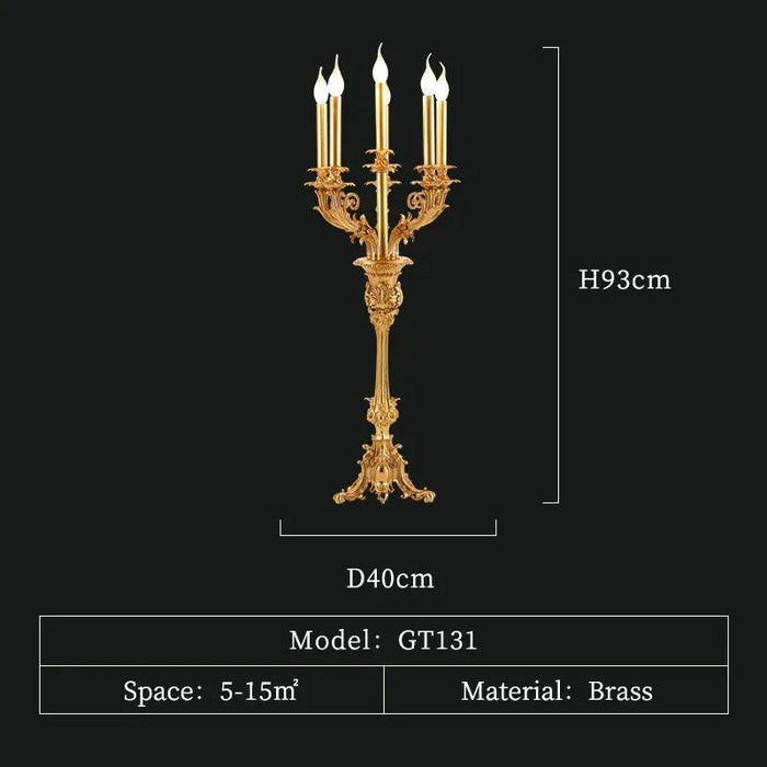 Opulent European Copper Bedside Lamp. - D40 H93cm
