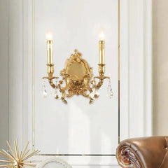 Opulent French Double-Headed Full Copper Crystal Wall Lamp Illuminates Your Palace.