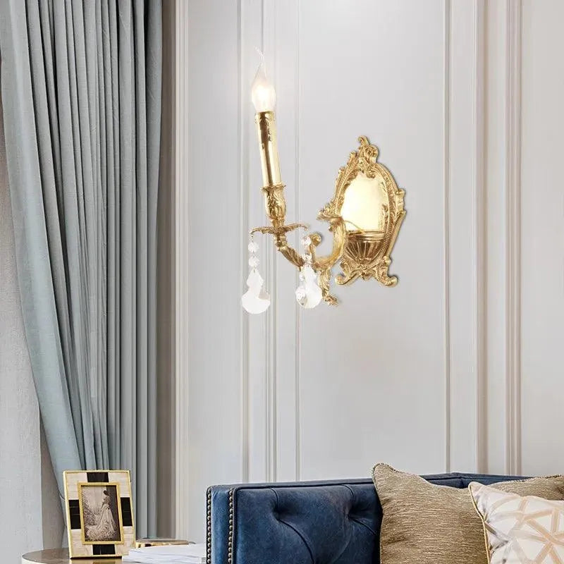 Opulent French Double-Headed Full Copper Crystal Wall Lamp Illuminates Your Palace. - BH Home Store