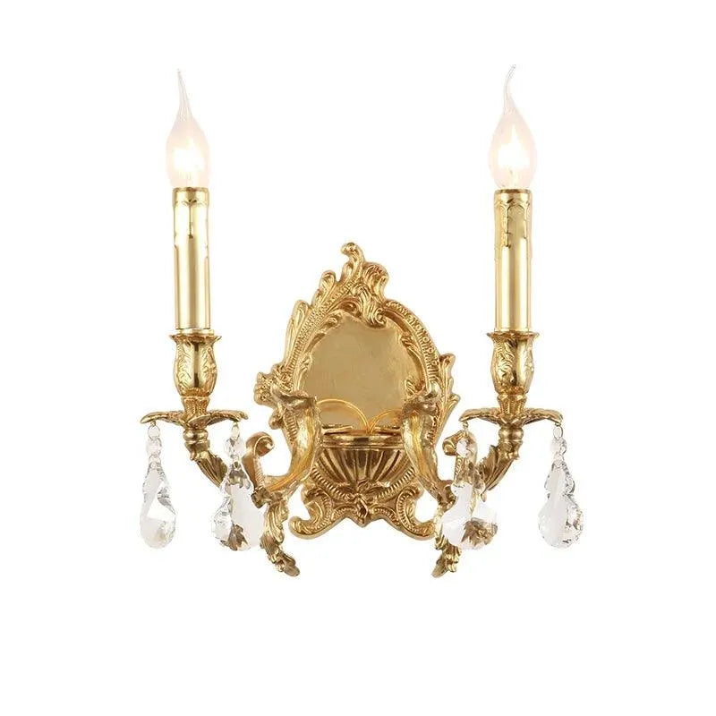 Opulent French Double-Headed Full Copper Crystal Wall Lamp Illuminates Your Palace. - BH Home Store
