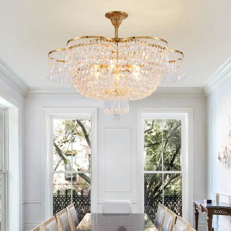 Opulent Luxury Brass Lustre Pendant Light.