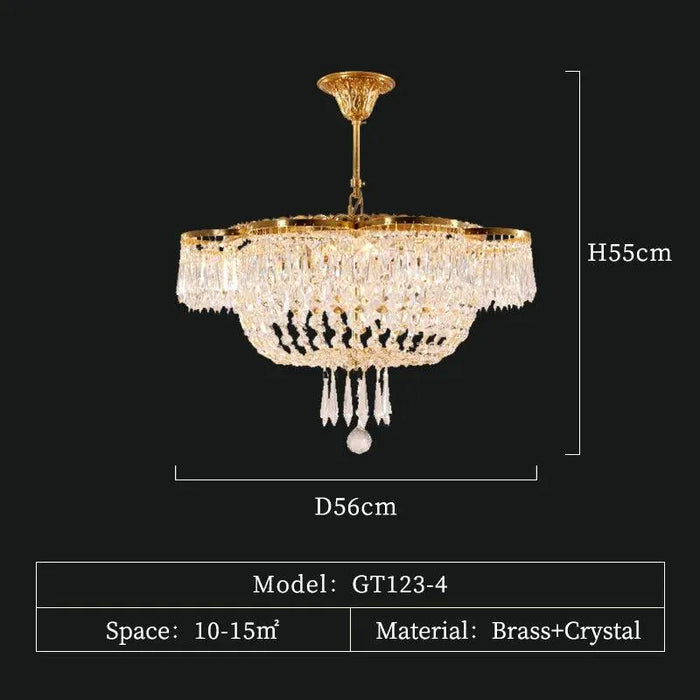 Opulent Luxury Brass Lustre Pendant Light. - D56 H55cm