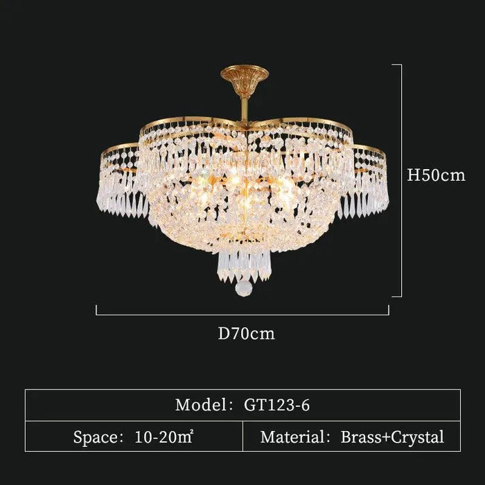 Opulent Luxury Brass Lustre Pendant Light. - D70 H50cm