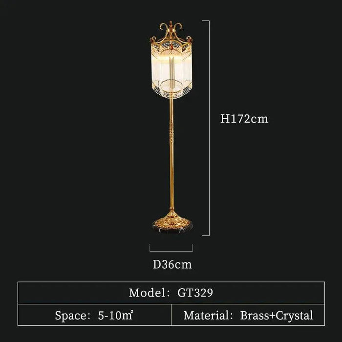 Rococo Crystal Brass Floor Lighting - D36 H172cm