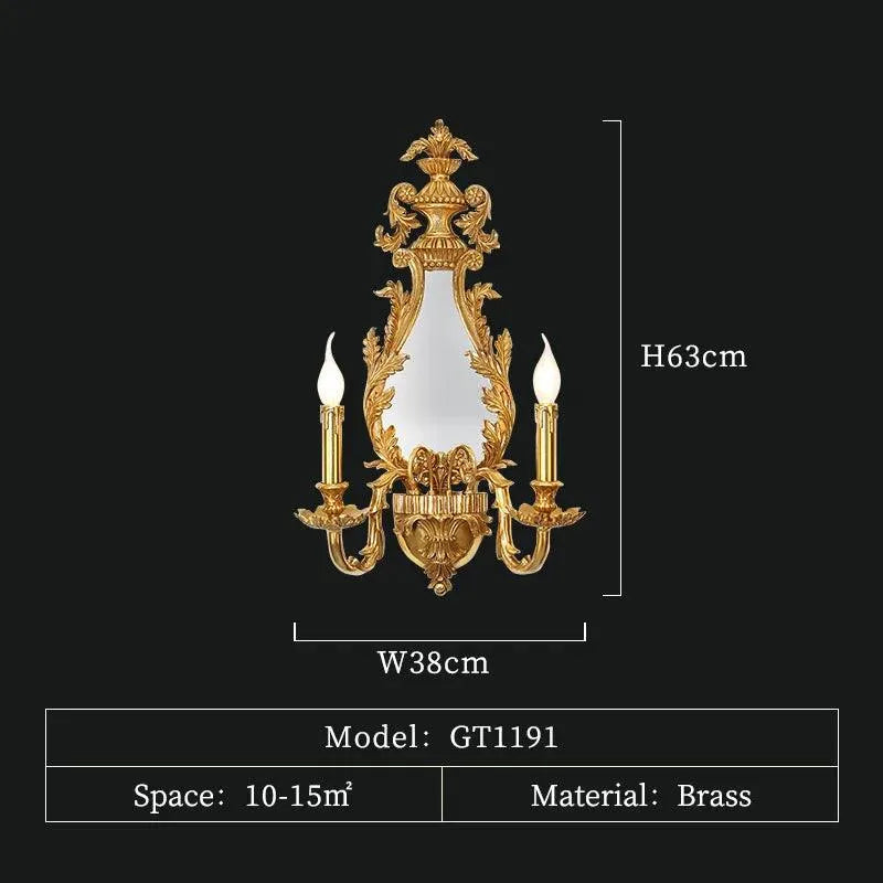 Refined European Brass Wall Lighting, Classic French Mirror Lamp for Villa and Hotel Decor. - BH Home Store